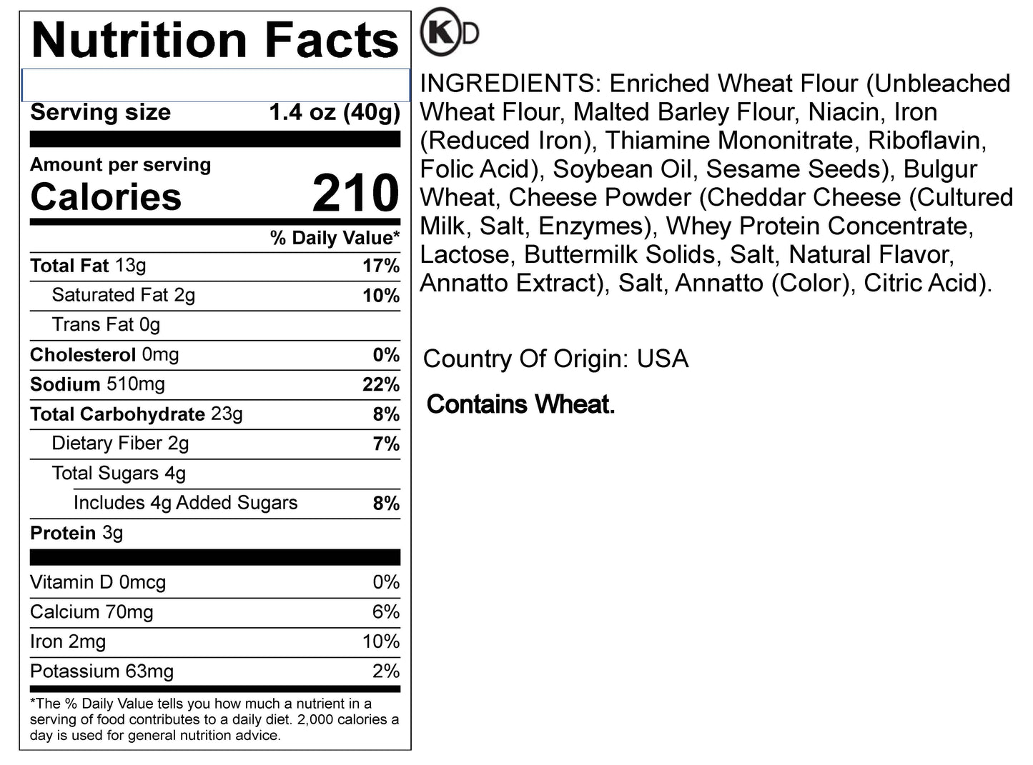 Sesame Sticks Cheddar