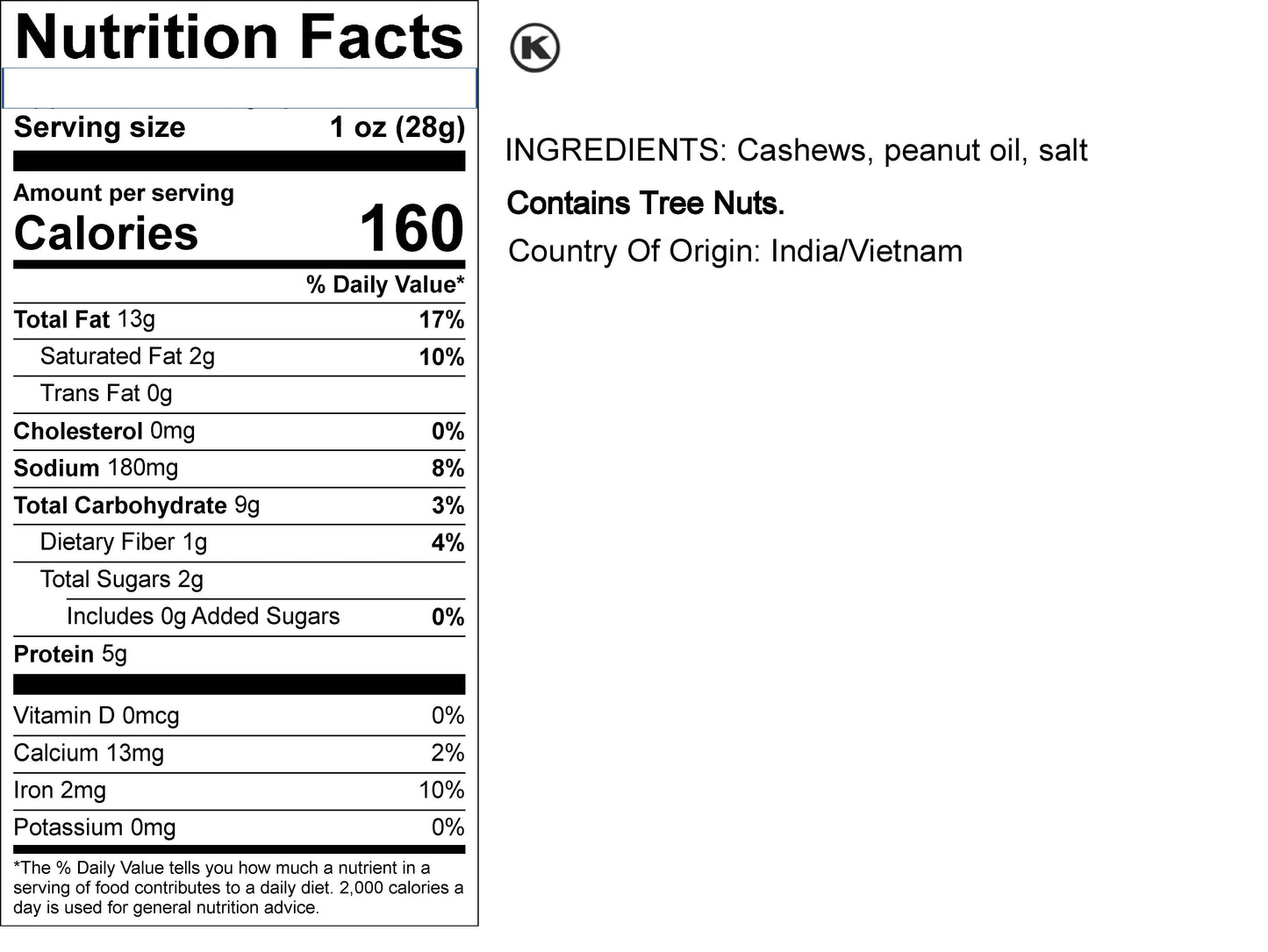 Jumbo Cashews Roasted Salted