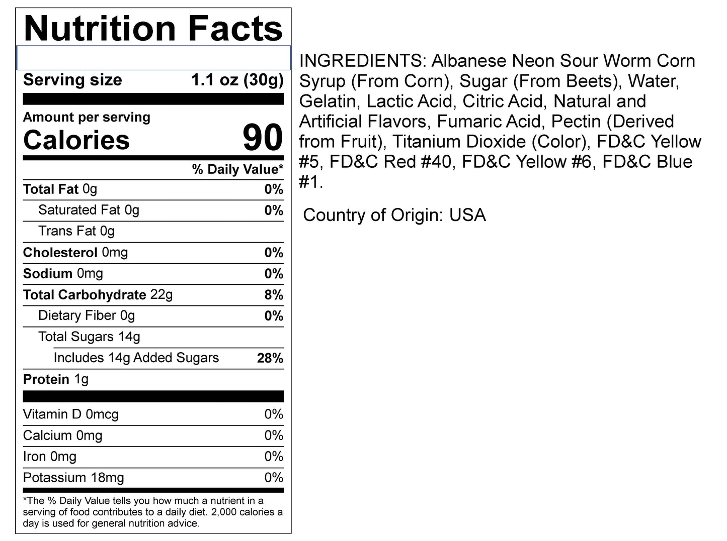 Sincerely Nuts Neon Sour Gummy Worms