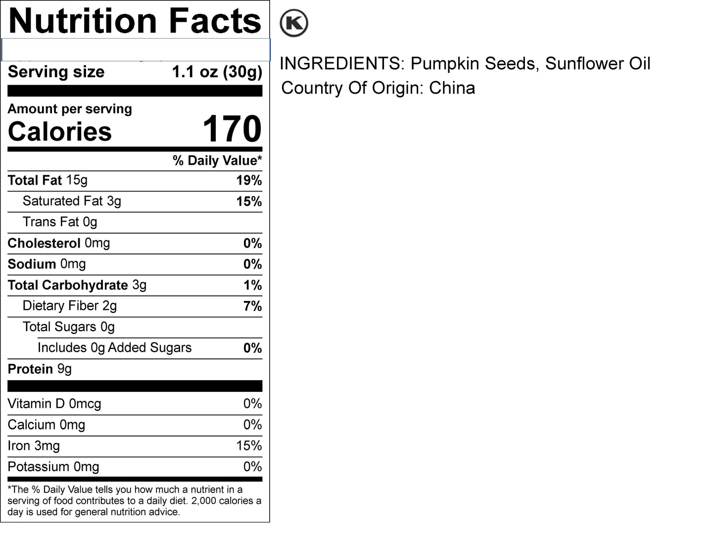 Pumpkin Seeds - Pepitas Roasted & UnSalted (No Shell)