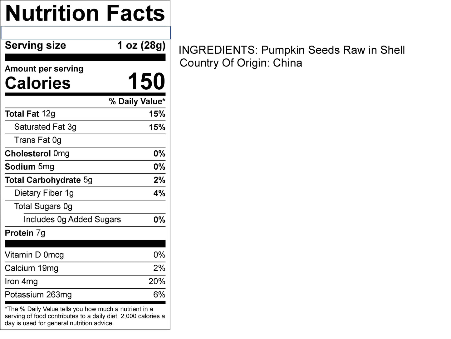 Pumpkin Seeds Raw In Shell