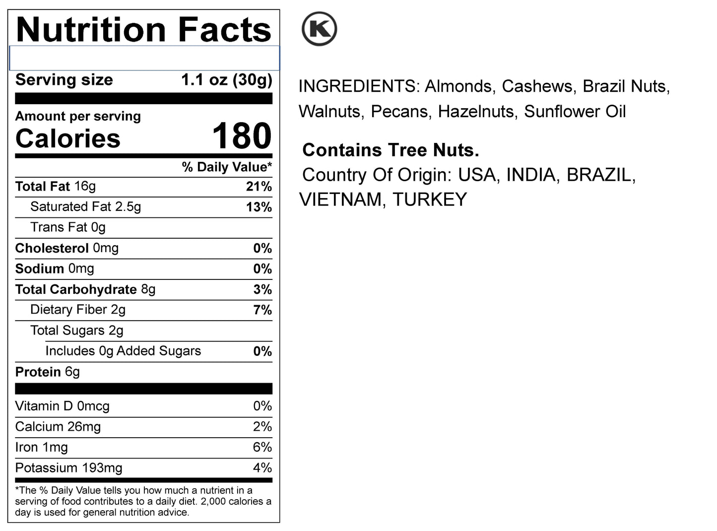 Mixed Nuts Roasted Unsalted