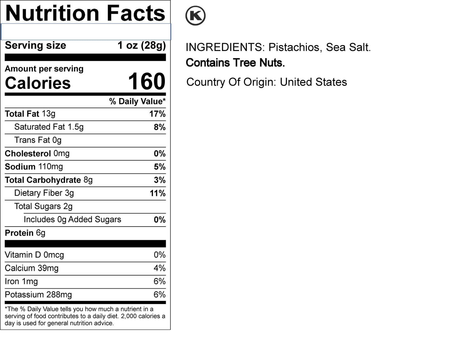 Pistachios Roasted (Salted, In Shell)