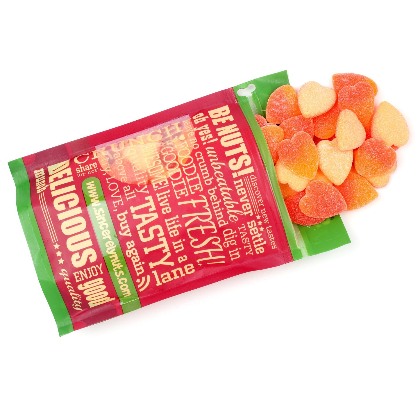 Sincerely Nuts Heart Shaped Peach Gummies - Chewy Fruity Candy Snack